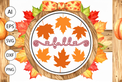 Fall Round Sign SVG - Harvest Leaves and Rustic Style Decor Product Image 1