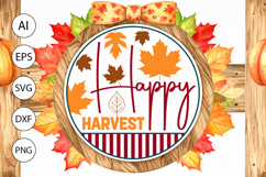 Happy Harvest Fall Round Sign SVG for DIY Crafts and Gifts Product Image 1