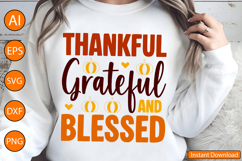 Thankful Grateful and Blessed - Thanksgiving SVG Design Product Image 1