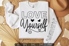 Love Yourself,Mother&#039;s Day Sleeve SVG Design Product Image 1