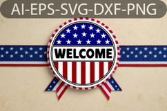 Welcome American Round Sign SVG-Patriotic Home Decor Design Product Image 1