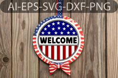 Welcome American Round Sign SVG-Patriotic Home Decor Design Product Image 2