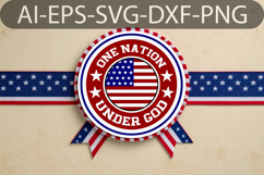 One Nation Under God Round Sign SVG - Faith and Freedom Them Product Image 1