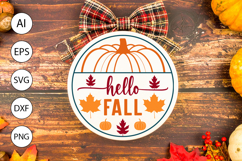 Hello Fall Round Sign SVG for Porch and Home Decor Product Image 2