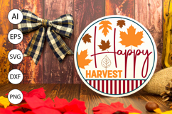 Happy Harvest Fall Round Sign SVG for DIY Crafts and Gifts Product Image 2