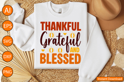 Thankful Grateful and Blessed - Thanksgiving SVG Design Product Image 2
