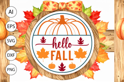 Hello Fall Round Sign SVG for Porch and Home Decor Product Image 3