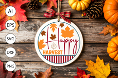 Happy Harvest Fall Round Sign SVG for DIY Crafts and Gifts Product Image 3
