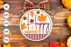 Happy Harvest Fall Round Sign SVG for DIY Crafts and Gifts Product Image 4
