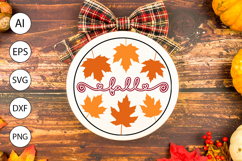 Fall Round Sign SVG - Harvest Leaves and Rustic Style Decor Product Image 4