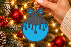 Christmas Drip Ornament SVG, Laser Cut Bow Bauble Product Image 1