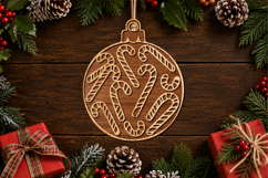 Candy Cane Ornament Laser Cut SVG Product Image 1