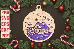 Winter Cabin Ornament SVG Product Image 1