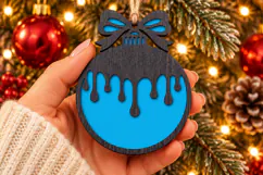 Christmas Drip Ornament SVG, Laser Cut Bow Bauble Product Image 2