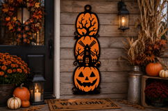 Windmill Pumpkin Porch Sign SVG Product Image 1