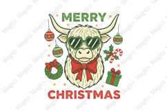 Funny Cow Merry Christmas PNG Product Image 1
