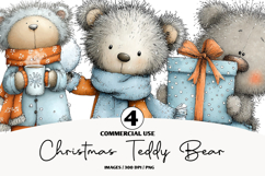 Christmas Teddy Bear Blue Clipart Product Image 1