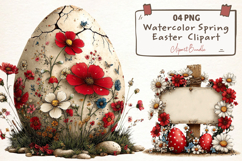 Spring Easter Watercolor Clipart Product Image 1