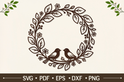 Love Birds Floral Wreath SVG Product Image 1