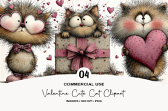Whimsical Valentine Cute Cat Clipart Product Image 1