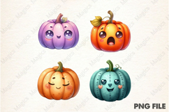Watercolor Pumpkins with Faces Product Image 1
