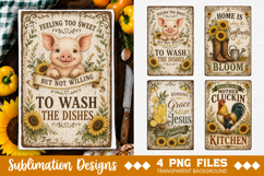 Vintage Farmhouse Kitchen Towel Sublimation PNG Product Image 2