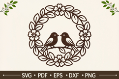 Love Birds Flower Circle SVG Product Image 1