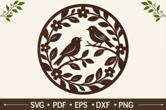 Bird Pair Circle Wreath SVG Product Image 1