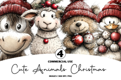 Cute Animals Christmas Clipart Product Image 1
