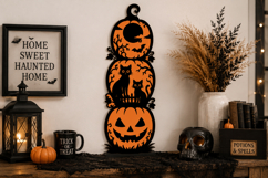 Black Cat Pumpkin Porch Sign SVG Product Image 1