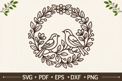 Bird Couple Floral Wreath SVG Product Image 1