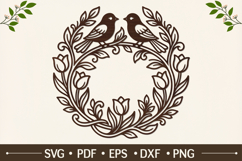 Birds on Branch Wreath SVG Product Image 1
