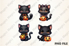 Halloween Black Cat Clipart Product Image 1