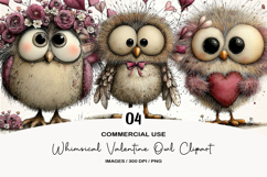 Whimsical Valentine Owl Clipart Product Image 1
