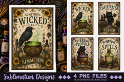 Magic Witchy Kitchen Towels PNG Sublimation Designs 4 Files Product Image 1