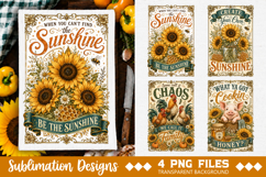 Vintage Farmhouse Kitchen Towel Sublimation PNG Product Image 1