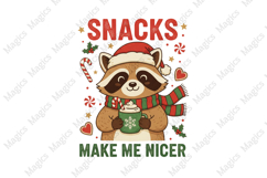 Christmas Raccoon Snacks Quote PNG Product Image 1
