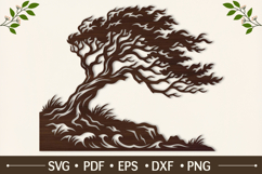 Bonsai Style Windblown Tree SVG Product Image 1