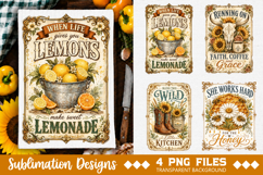 Vintage Farmhouse Kitchen Towel Sublimation PNG Product Image 1