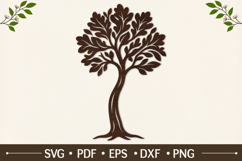 Simple Oak Tree Laser Cut SVG Product Image 1