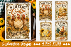 Vintage Farmhouse Kitchen Towel Sublimation PNG Product Image 1