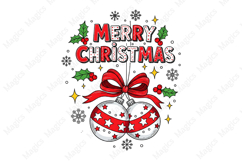 Merry Christmas Cherries Xmas Bow PNG Product Image 1