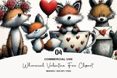 Whimsical Valentine Fox Clipart Product Image 1