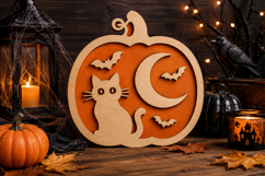 Black Cat Pumpkin Halloween SVG Product Image 1