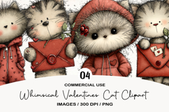 Whimsical Valentines Cat Clipart Product Image 1