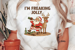 Funny Drunk Santa and Reindeer Png Product Image 2