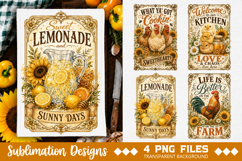 Vintage Farmhouse Kitchen Towel Sublimation PNG Product Image 3