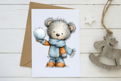 Christmas Teddy Bear Blue Clipart Product Image 3
