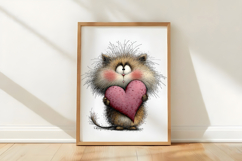 Whimsical Valentine Cute Cat Clipart Product Image 3