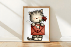 Whimsical Valentines Cat Clipart Product Image 3